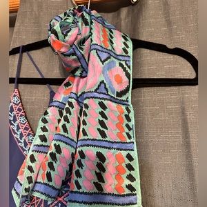 Honey Vintage 100% silk geometric abstract scarf